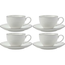 Maxwell & Williams Espresso šálek a podšálek 100 ml White Basics Edge, 4 ks Obrázek pro produkt Maxwell & Williams Espresso šálek a podšálek 100 ml White Basics Edge, 4 ks